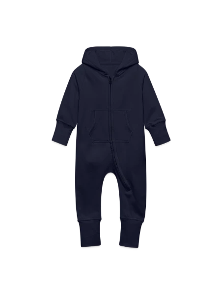 Baby Organic Sweat Overalls With Hood - navy - Front