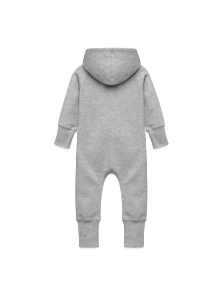 Grenouillère à capuche bio en molleton Bébé - gris chiné - Dos