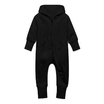 Økologisk sweatshirt-overall med hætte til baby - sort