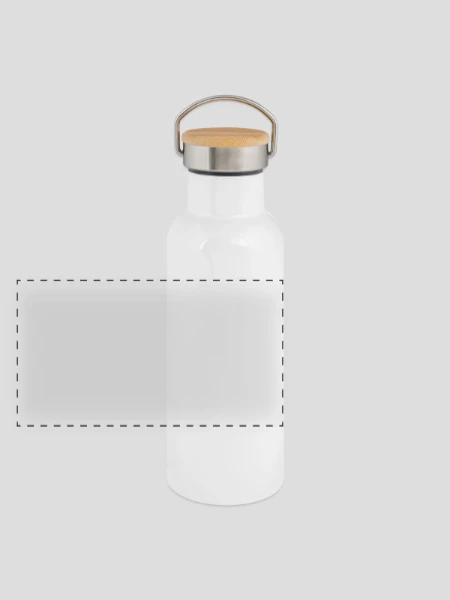 Panorama Thermosflasche mit Bambusdeckel - Weiß - Vorne