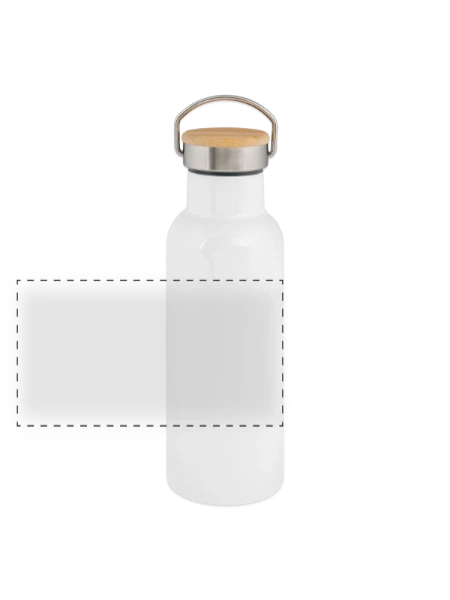Gourde isotherme avec bouchon en bambou - blanc - Devant