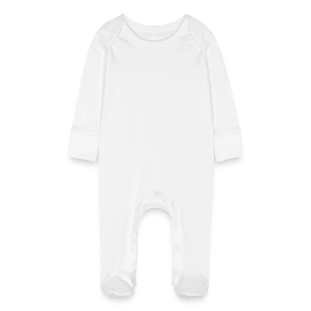 Baby Organic Sleepsuit with Scratch Mitts - white - Front
