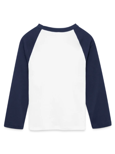 Women's Cropped 3/4 Sleeve Baseball T-Shirt - white/navy  - Back