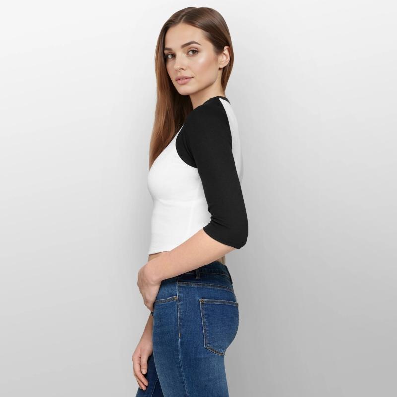Frauen Cropped Baseball T-Shirt 3/4 Arm
