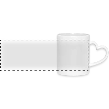 Panoramic mug with heart handle - white - Front