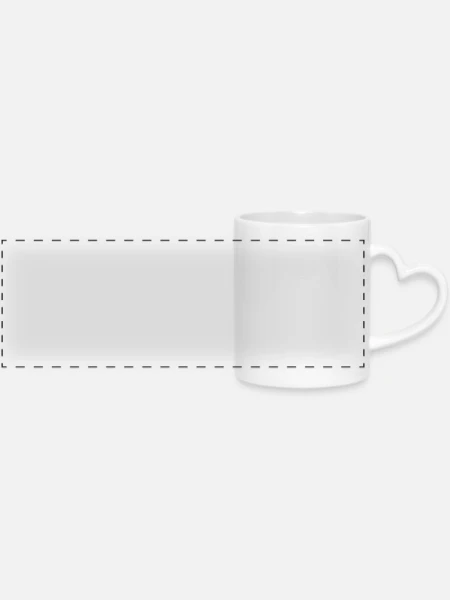 Panoramic mug with heart handle - white - Front