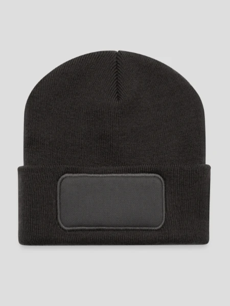 Recycelte Patch Beanie - Dunkelgrau - Vorne