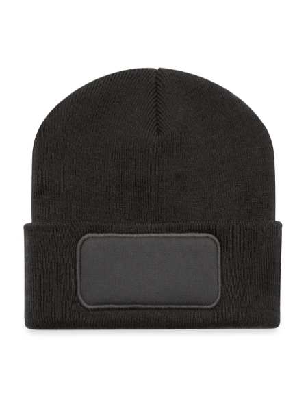 Beanie recyclé à patch - charbon - Devant