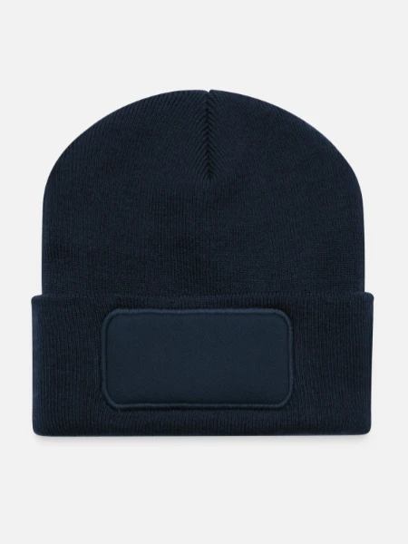 Beanie recyclé à patch - bleu marine - Devant