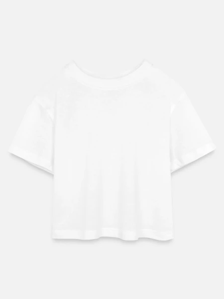 Kids’ Cropped Jersey T-Shirt - white - Front