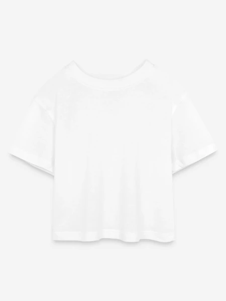 Kinder Cropped Jersey T-Shirt - Weiß - Vorne
