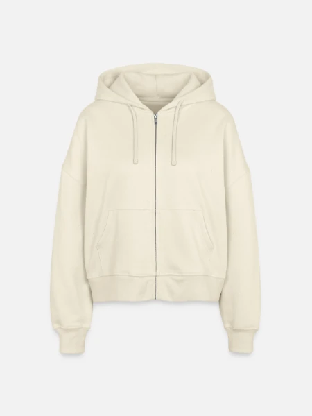 Stanley/Stella Boxy Women’s Organic Zip Hoodie Ida - soft Ecru - Front