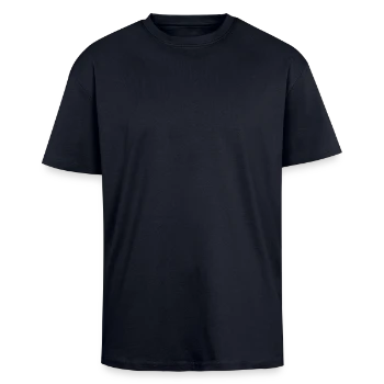 Unisex Oversized Heavyweight T-shirt - french navy - Front - Alina (178cm) & Michal (187cm)