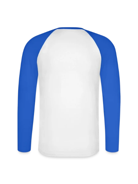 Unisex Long Sleeve Baseball T-Shirt - white/royal blue - Back