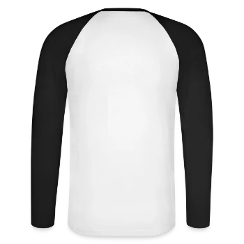 Unisex Baseballshirt langarm - Weiß/Schwarz - Hinten - Nik (191cm)