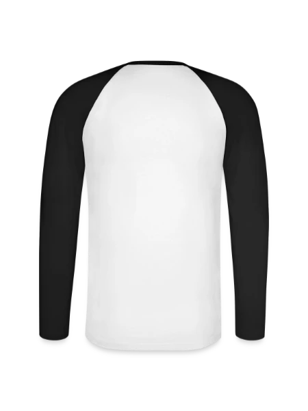 Unisex Baseballshirt langarm - Weiß/Schwarz - Hinten