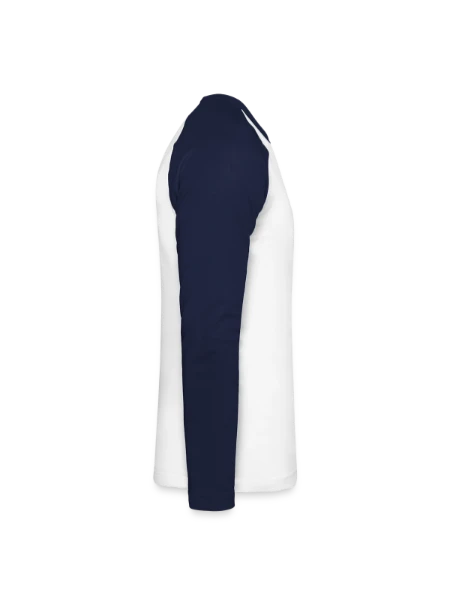 T-shirt baseball manches longues Homme - blanc/marine - Droite