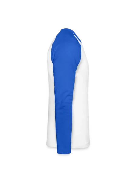 Unisex Long Sleeve Baseball T-Shirt - white/royal blue - Right