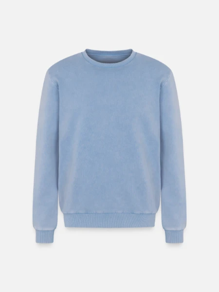 Relaxed Unisex Premium Acid Washed Sweatshirt - acid washed blue - Front