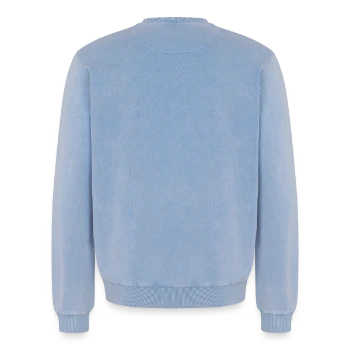 Relaxed Unisex Premium Acid Washed Sweatshirt - acid washed blue - Back - AI Model Male 178 light (178cm)