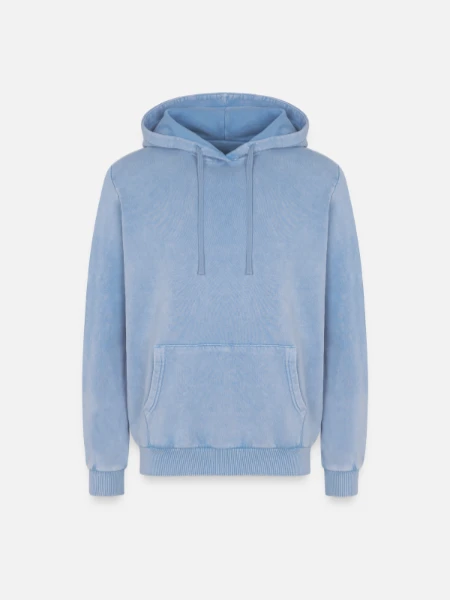 Relaxed Unisex Premium Acid Washed Hoodie - acid washed blue - Front