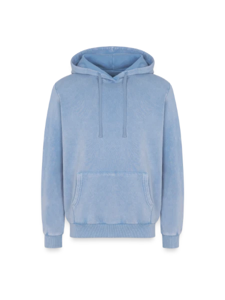 Relaxed Unisex Premium Acid Washed Hoodie - acid washed blue - Front