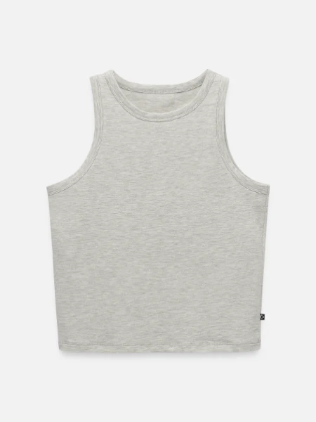 Women’s Cropped Organic Tank Top - heather grey - Front