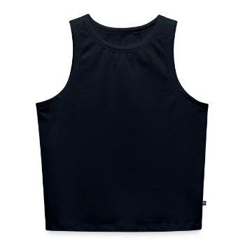 Women’s Cropped Organic Tank Top - navy - Front - Selfina (174cm)