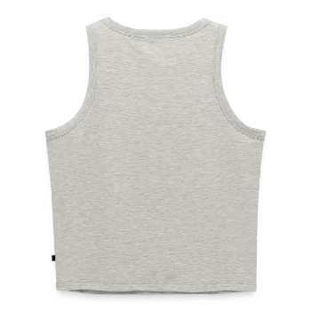 Women’s Cropped Organic Tank Top - heather grey - Back - Selfina (174cm)