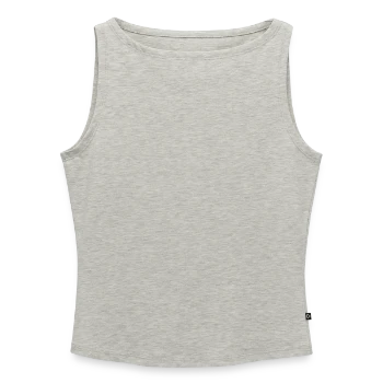 Women’s Organic Boat Neck Tank Top - heather grey - Front - Selfina (174cm)