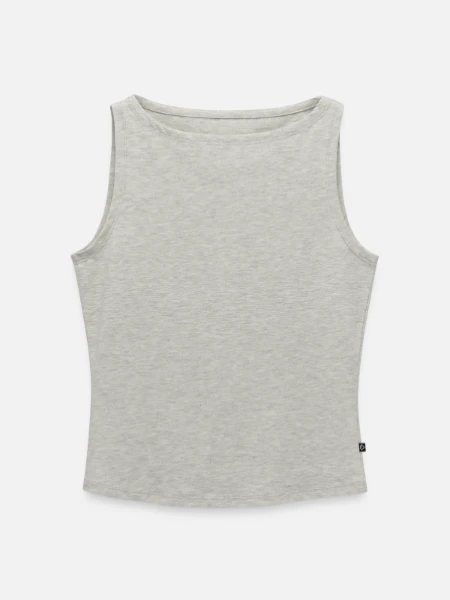 Women’s Organic Boat Neck Tank Top - heather grey - Front