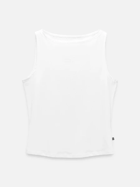 Dames tanktop met boothals biologisch - wit - Voor