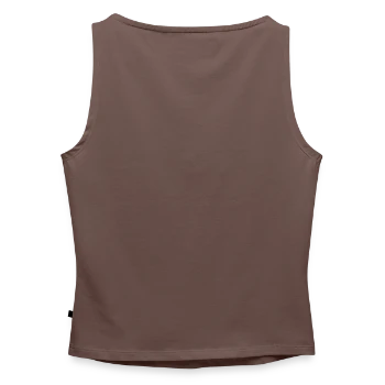 Frauen Organic Tank Top mit U-Boot-Ausschnitt - Dunkles Taupe - Hinten - AI Model Female 172 dark (172cm)