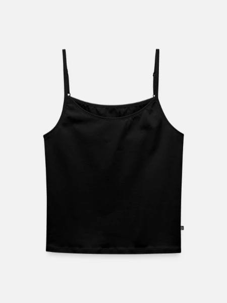 Women's Premium Organic Spaghetti Strap Top - black - Front