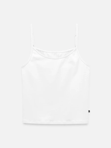 Women's Premium Organic Spaghetti Strap Top - white - Front