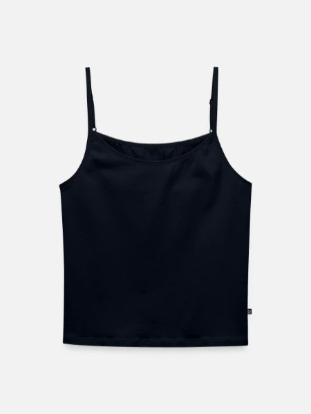 Women's Premium Organic Spaghetti Strap Top - navy - Front
