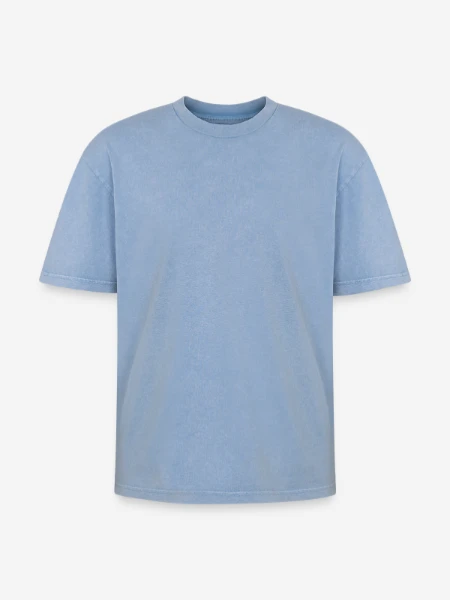 Oversized Unisex Premium Acid-Washed T-Shirt - Blau Acid Wash - Vorne