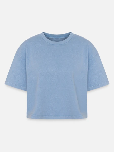 Boxy Women's Premium Acid Washed T-Shirt - acid washed blue - Front