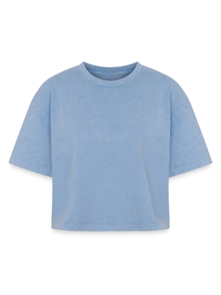Boxy Women's Premium Acid Washed T-Shirt - acid washed blue - Front
