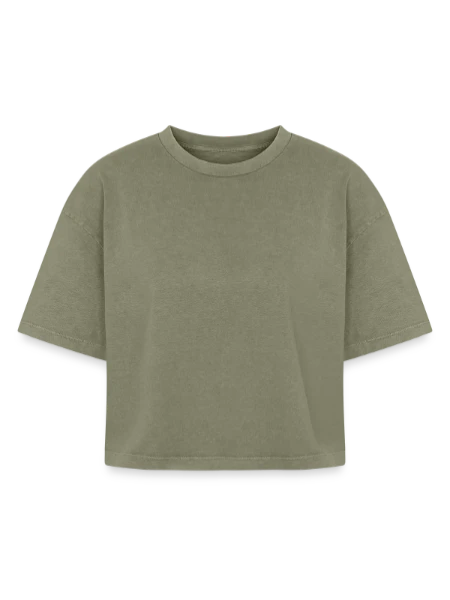 T-shirt femme boxy effet acid wash Premium - vert délavé acide - Devant