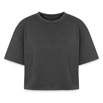 T-skjorte Premium dame med boxy passform og acid wash-effekt - svart syrevasket - Foran - AI Model Female 172 light (172cm)