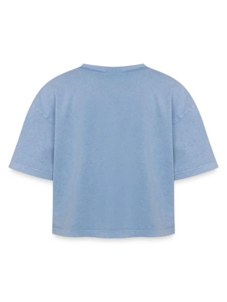 Boxy Women's Premium Acid Washed T-Shirt - acid washed blue - Back