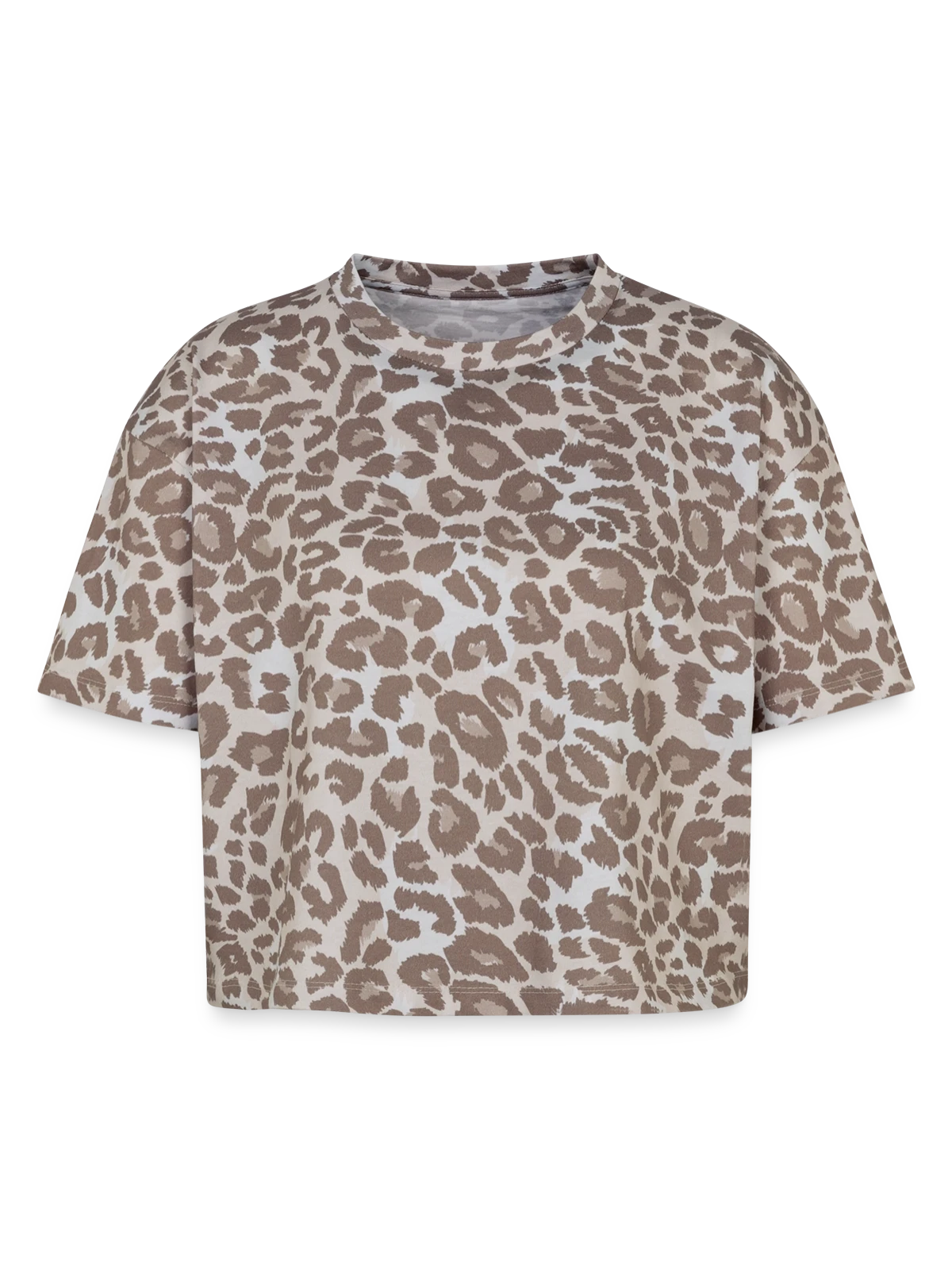 Dame boxy T-skjorte med leopardmønster - Leopard print - Foran