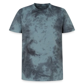 Unisex Premium Tie-Dye T-Shirt - Black/Blue - Front - AI Model Female 172 light (172cm) & AI Model Male 178 light (178cm)