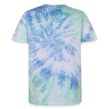 T-shirt tie-dye premium unisexe - bleu spirale - Dos - AI Model Male 178 light (178cm)