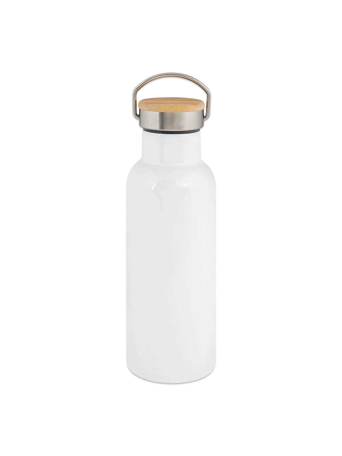 Thermal Bottle with Bamboo Lid - white - Right