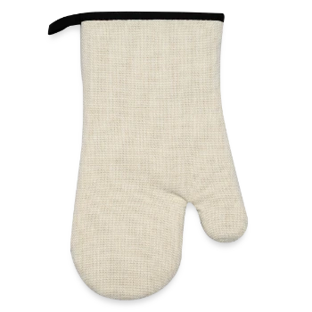 Oven glove with rubber coating - linen/black  - Front