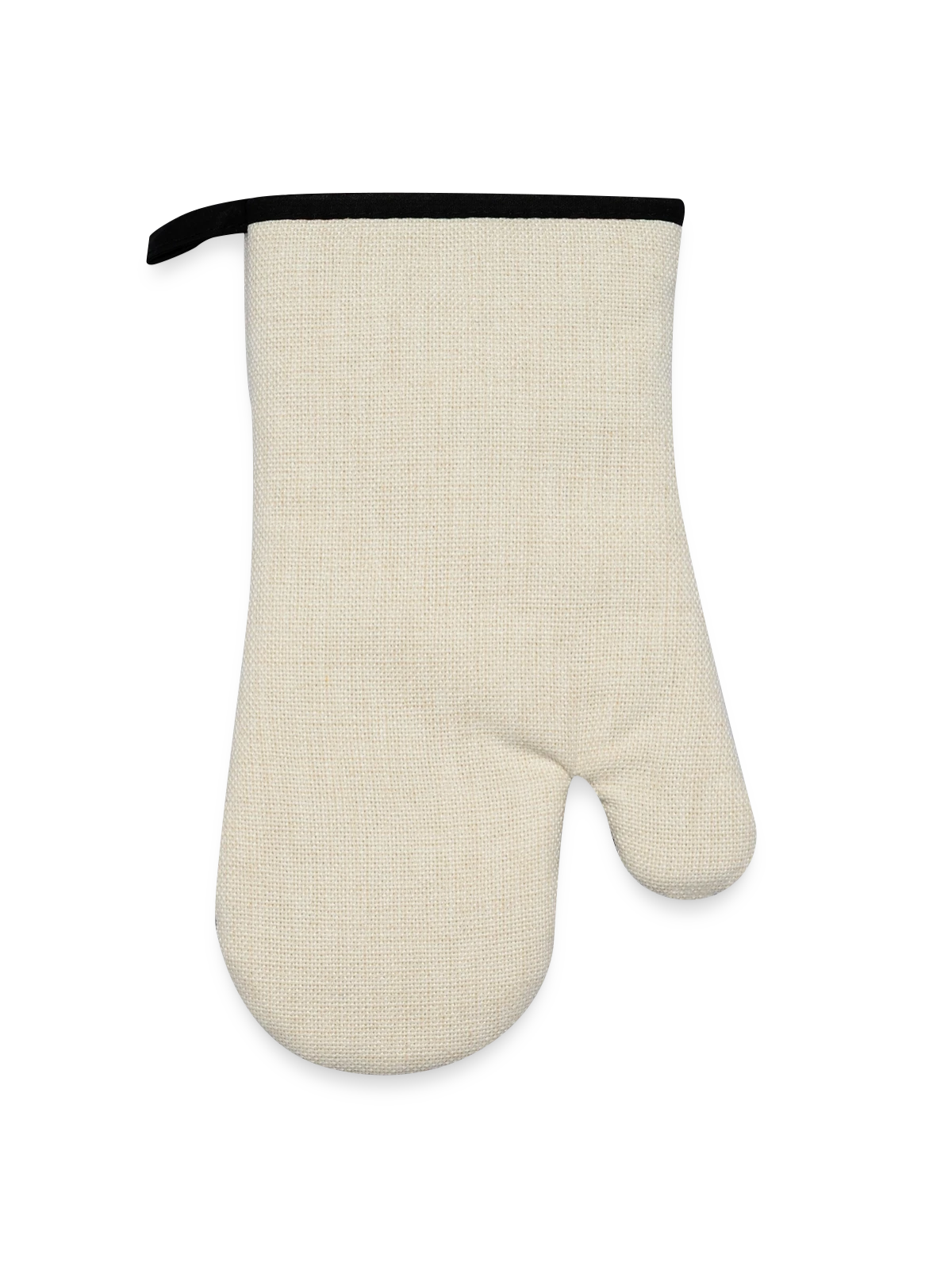 Oven glove with rubber coating - linen/black  - Front