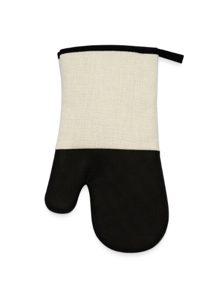 Oven glove with rubber coating - linen/black  - Back