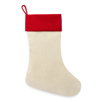 Leinen Weihnachtsstrumpf - Natur/Rot  - Vorne